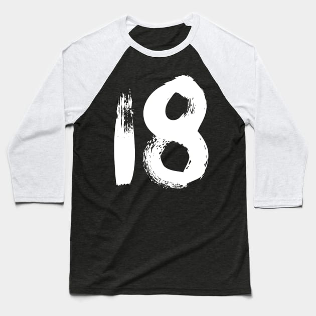 Number 18 Baseball T-Shirt by Erena Samohai